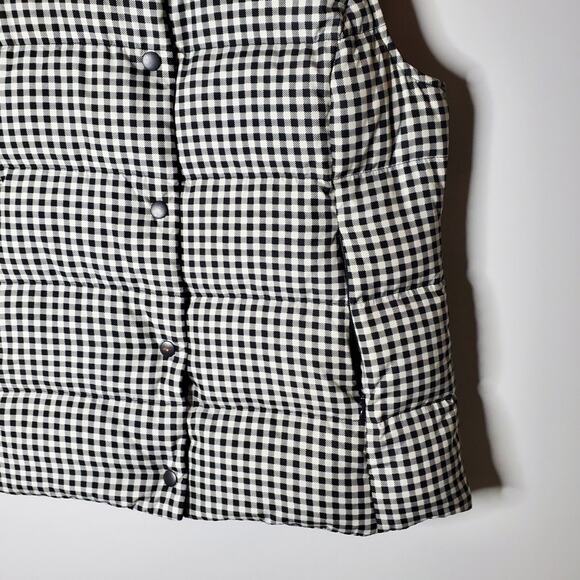 J Jill Black & White micro checkered down filled puffer vest Size Small Petite - Picture 13 of 14